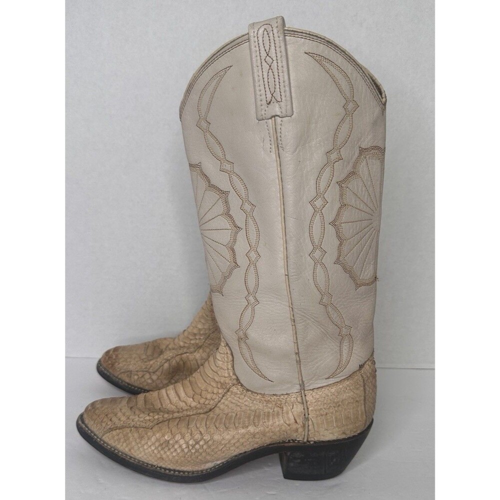 Vintage Dan Post Exotic Python Leather Cowgirl Boots Women's 6 1/2 M  Western